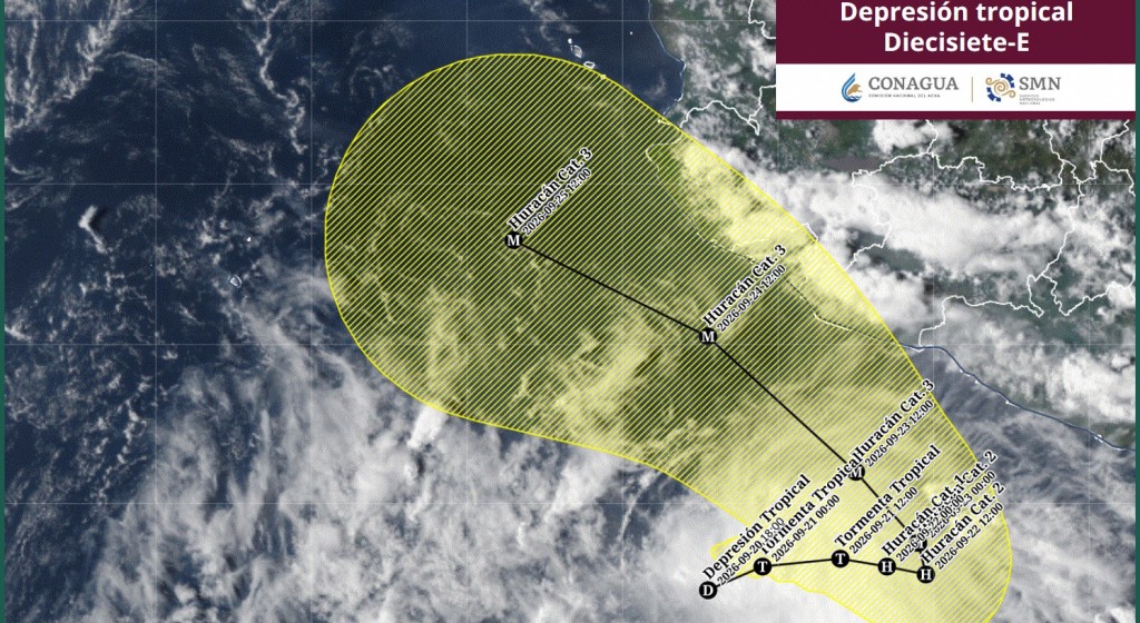 Depresión tropical 17-E al sur de Colima y Michoacán