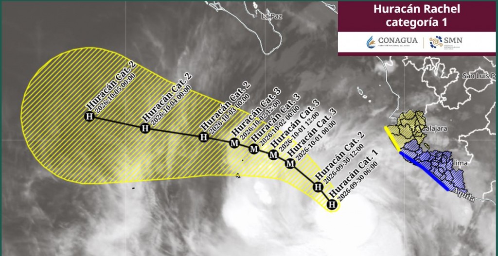 El huracán “Rachel” categoría 1 continuará intensificándose; mantendrá su desplazamiento al noroeste