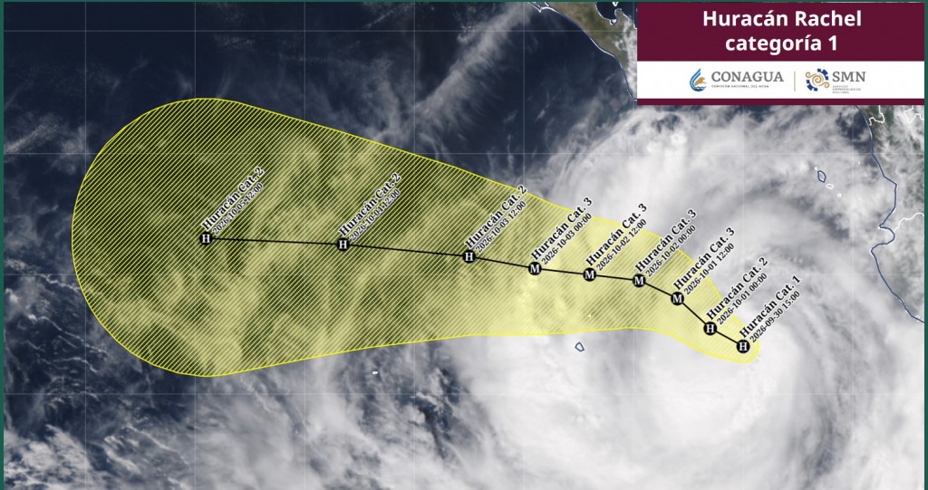 El huracán “Rachel” categoría 1 continúa intensificándose; se ubica a 495 km de CSL