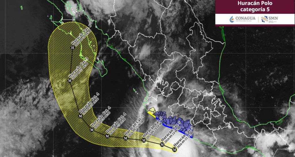El huracán “Polo” de categoría 5 sigue paralelo a las costas de Guerrero y Michoacán