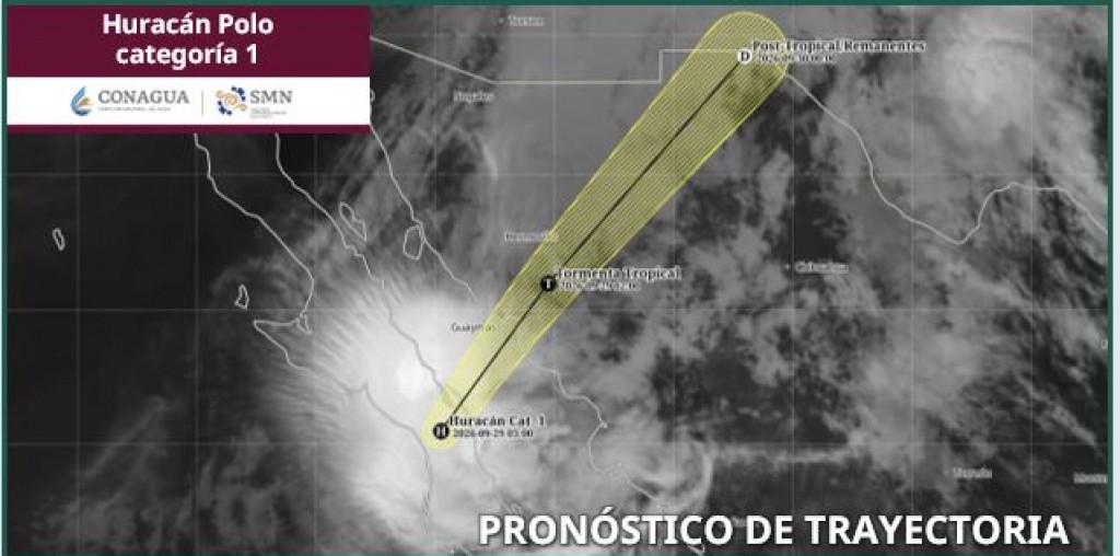 El huracán “Polo” ahora de categoría 1 se encuentra en tierra sobre BCS