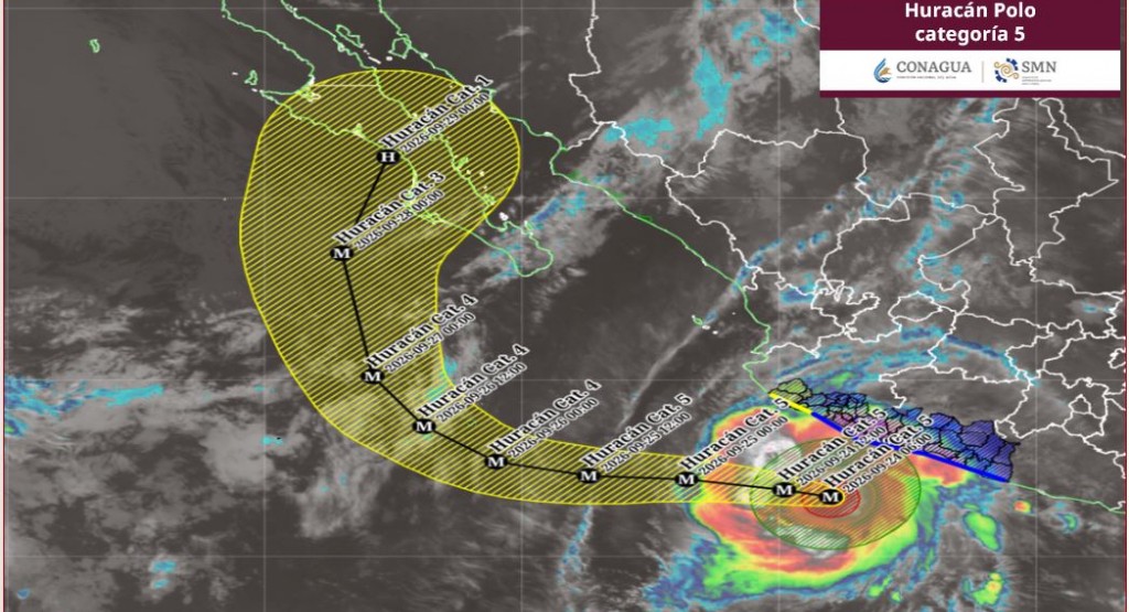 El huracán “Polo” de categoría 5 se desplazará paralelo a las costas de Michoacán y Colima