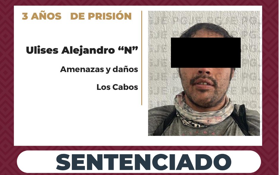 Sentenciado a 3 años de prisión por amenazas y daños en SJC