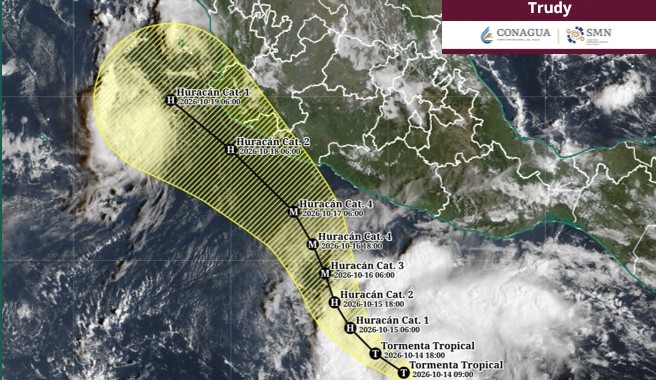 La tormenta tropical “Trudy” se mantiene al sur de las costas de Guerrero y Oaxaca