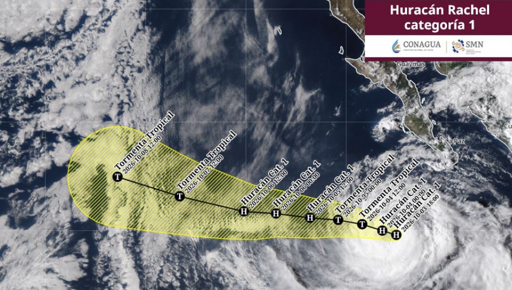 El huracán “Rachel” categoría 1 se ubica al suroeste de BCS