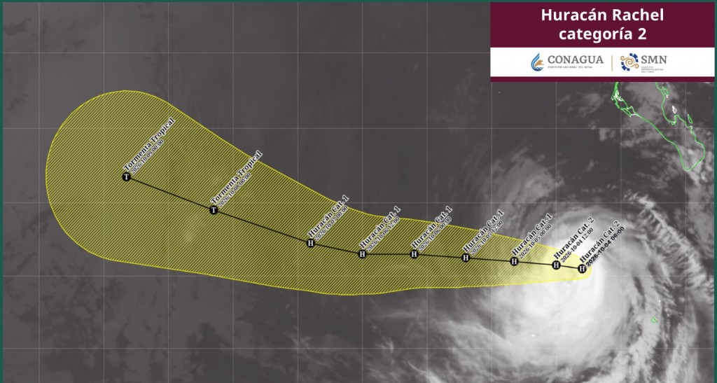 El huracán “Rachel” categoría 2 se aleja lentamente de BCS