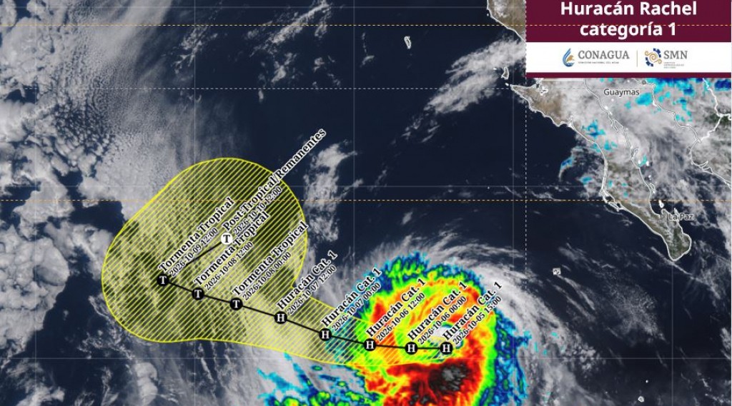 Lejos de las costas de México se ubica “Rachel” como huracán categoría 1