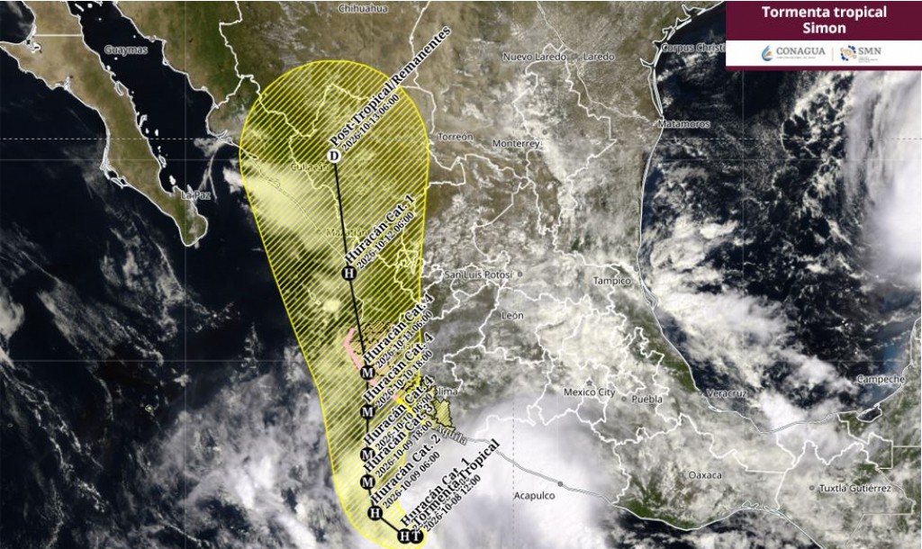 La tormenta tropical “Simón” se fortalece mientras continúa desplazándose frente a costas del Pacífico sur mexicano