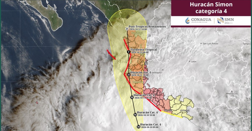 El huracán “Simón” se mantiene como categoría 4 frente a las costas de Michoacán y Colima