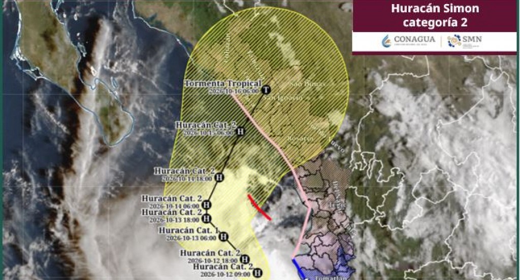 “Simón” se ha debilitado a huracán categoría 2 frente a costas de Jalisco
