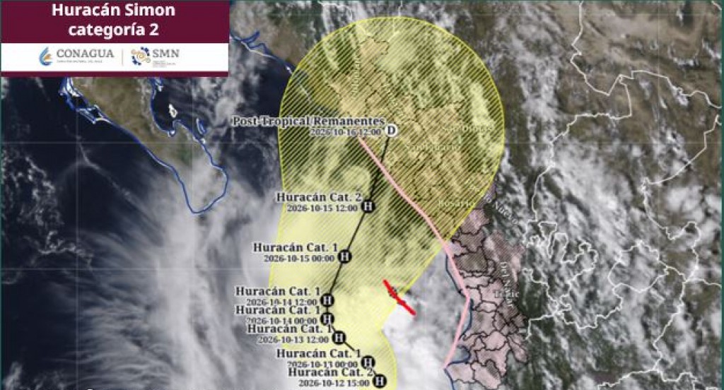 Huracán “Simón” de categoría 2 frente a las costas de Jalisco y Nayarit