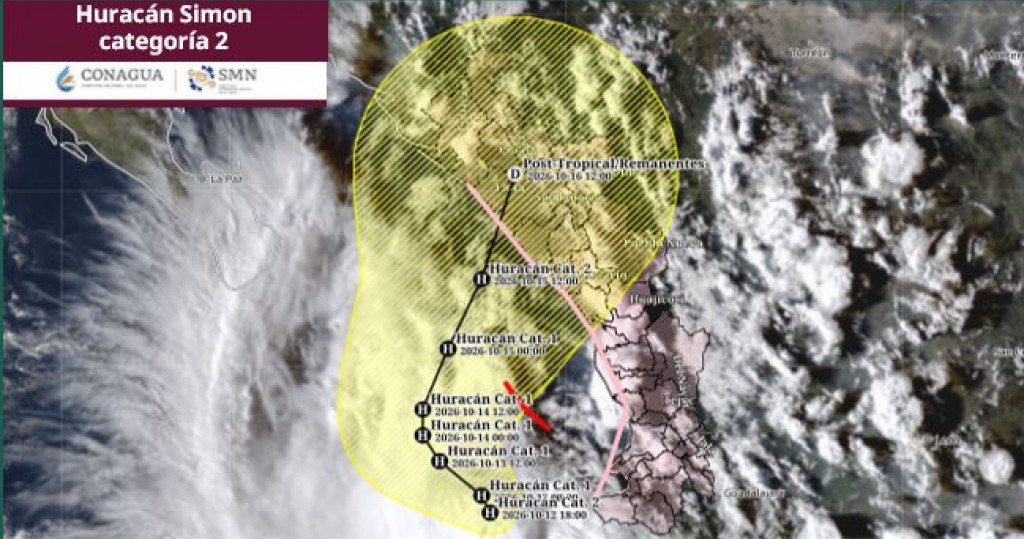 Sigue el huracán “Simón” de categoría 2 frente a las costas de Jalisco y Nayarit