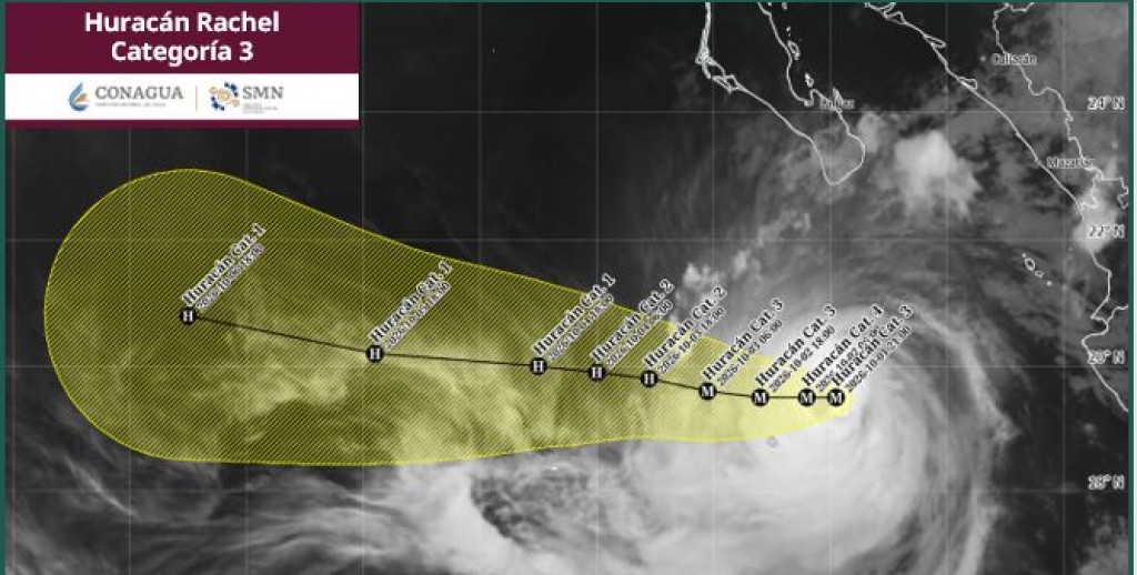 “Rachel” huracán categoría 3 avanza lento y sigue intensificándose “Rachel” huracán categoría 3 avanza lento y sigue intensificándose