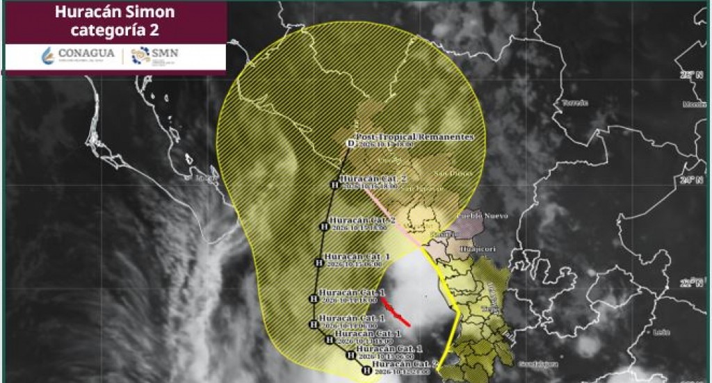 “Simón” se mantiene como categoría 2 frente a las costas de Nayarit