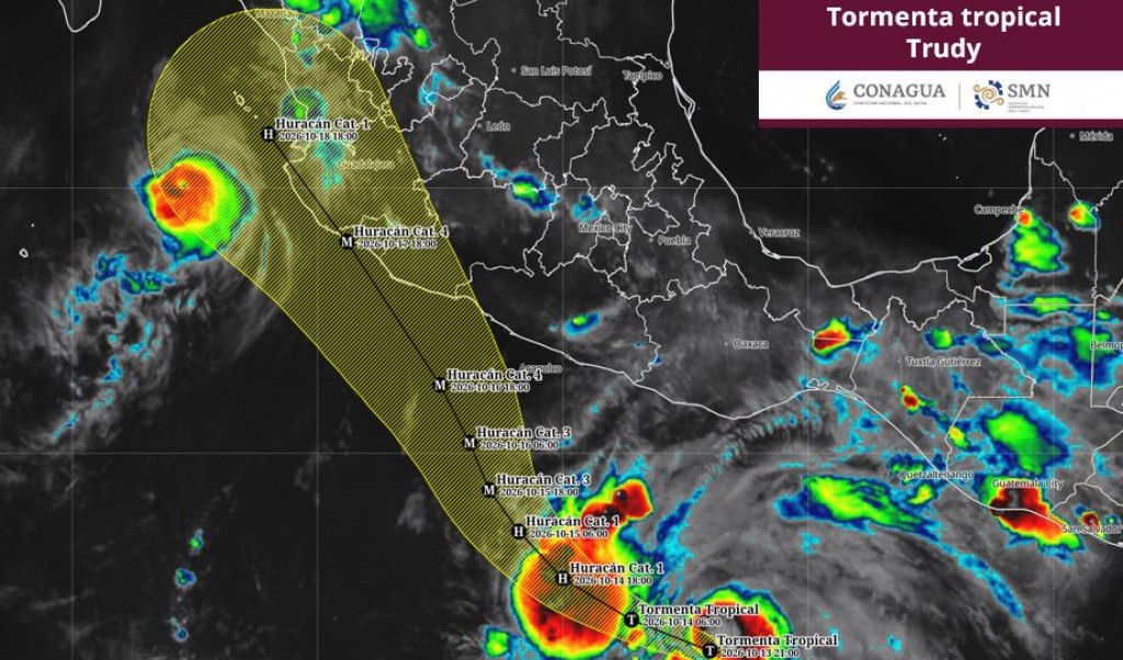 La tormenta tropical “Trudy” al sur de las costas de Oaxaca