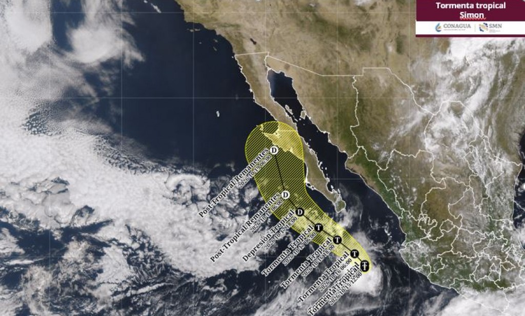 Sigue estacionada la tormenta tropical “Simón” al suroeste de las costas de Jalisco