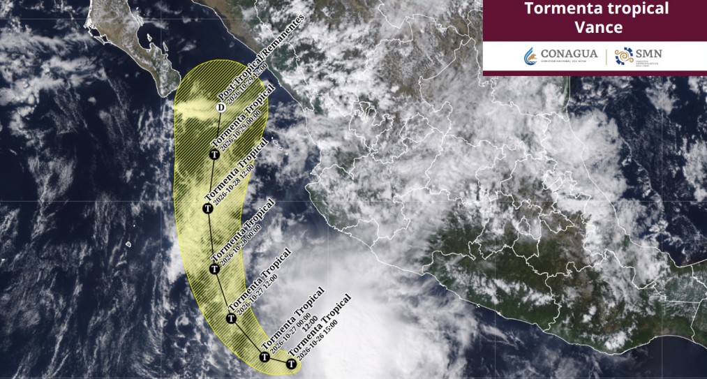 La tormenta tropical “Vance” se desplaza frente a costas de Jalisco y Colima