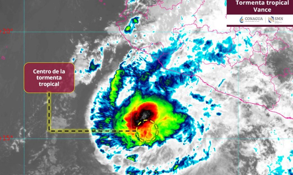 La tormenta tropical “Vance” se ubica al sur de las costas de Colima