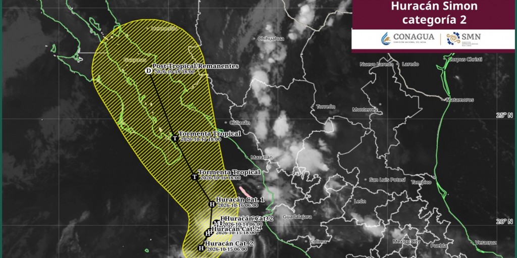 El huracán “Simón” sube a categoría 2; continuará desplazándose lentamente frente a las costas de Nayarit y Jalisco