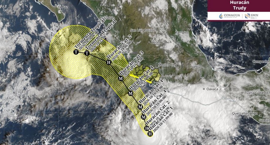 El huracán “Trudy” categoría 1 se localiza al sur de las costas de Guerrero