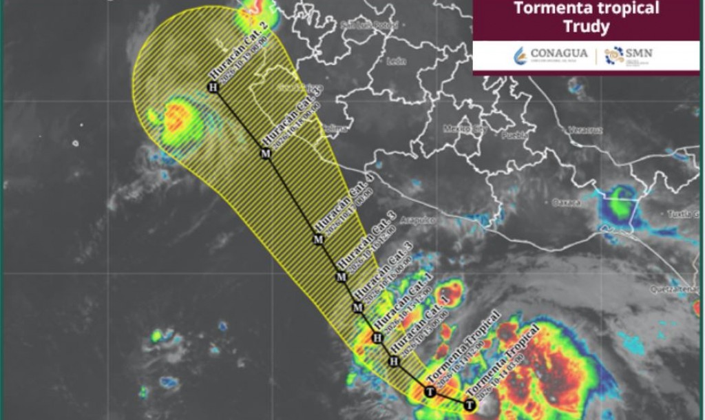 La tormenta tropical “Trudy” se localiza al sur de las costas de Guerrero